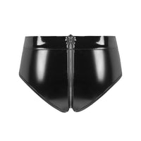 Women Sexy Open Crotch Leather Brief For Sex Low Waist Shorts Xokesy-172X