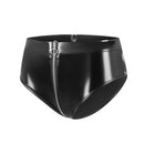 Women Sexy Open Crotch Leather Brief For Sex Low Waist Shorts Xokesy-172X