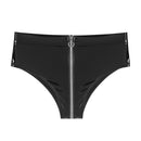 Women Sexy Open Crotch Leather Brief For Sex Low Waist Shorts Xokesy-172X